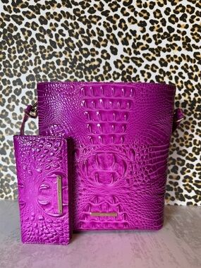 Brahmin Celina Fuschia Melbourne Leather with Matching Ady wallet NWT HARDTOFIND